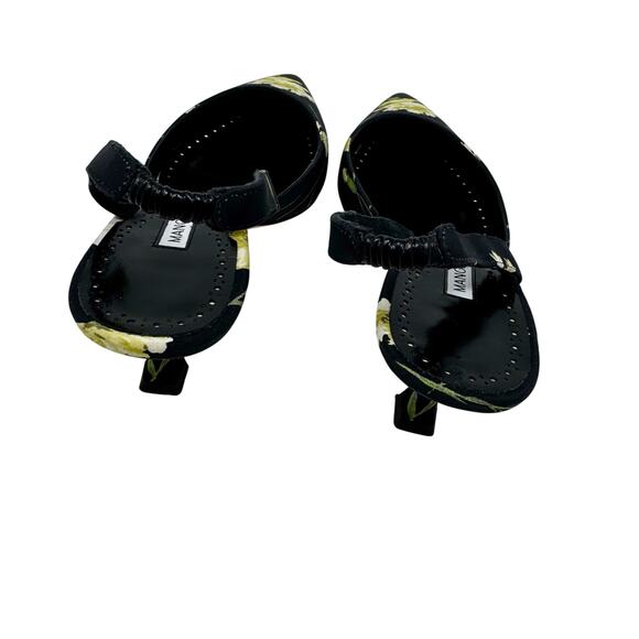Manolo Blahnik Carolyne 50 Floral Slingback Pumps Black Yellow EU 36.5 - Picture 3 of 6